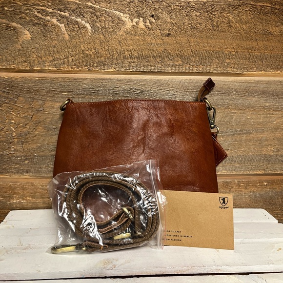 BERLINER BAGS Vintage Leather Shoulder Bag Marbella Crossbody Never Used - Picture 1 of 12